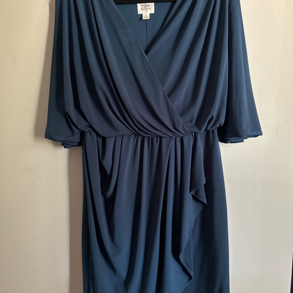 Suzi Chin for Maggy Boutique Deep Blue Midi Dress